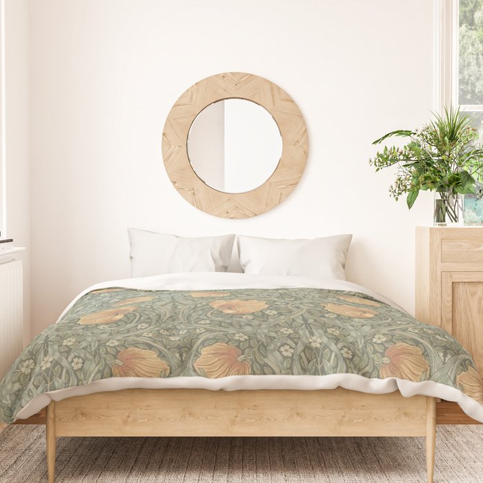 William Morris Vintage Pimpernel Peach Blue Green  Duvet Cover Gallery Image 3