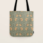 William Morris Vintage Pimpernel Peach Blue Green  Tote Bag Gallery Image 1