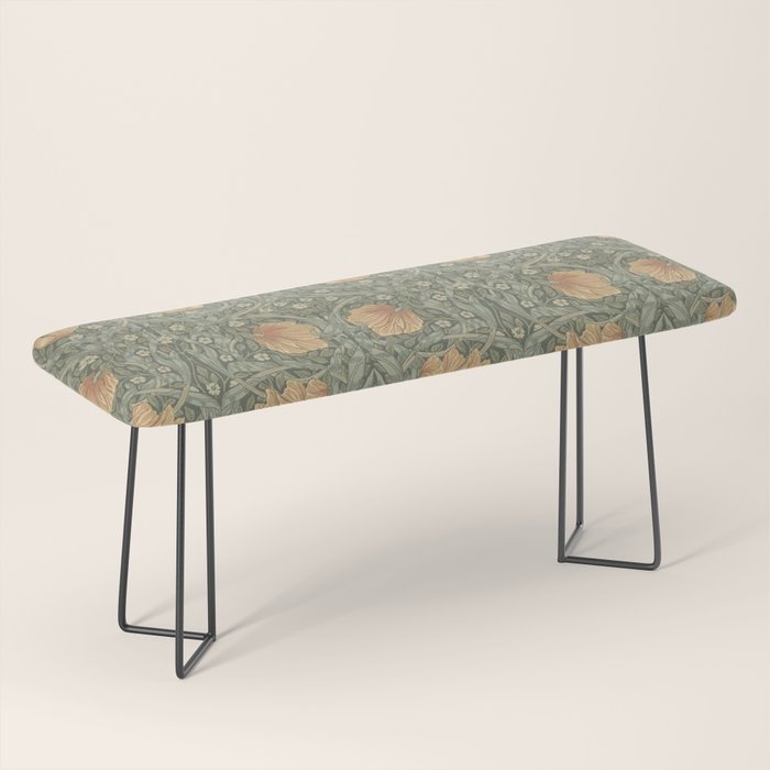 William Morris Vintage Pimpernel Peach Blue Green  Bench Gallery Image 1