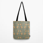 William Morris Vintage Pimpernel Peach Blue Green  Tote Bag Gallery Image 2