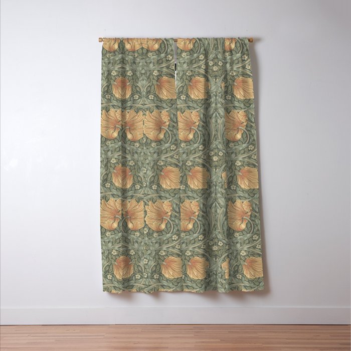 William Morris Vintage Pimpernel Peach Blue Green  Window Curtain Gallery Image 3