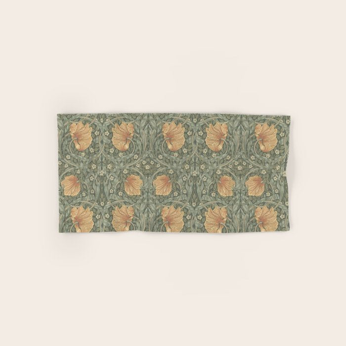 William Morris Vintage Pimpernel Peach Blue Green  Bath Towel Gallery Image 1
