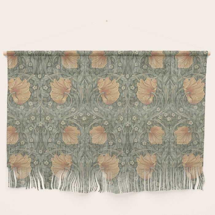 William Morris Vintage Pimpernel Peach Blue Green  Wall Hanging Gallery Image 1