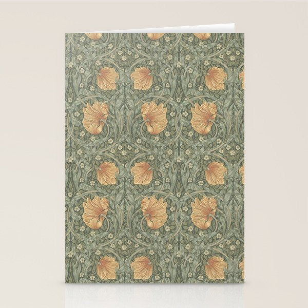 William Morris Vintage Pimpernel Peach Blue Green  Stationery Card Gallery Image 1