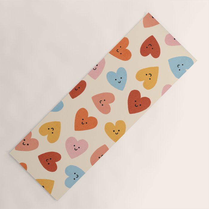 Happy Smiley Heart Yoga Mat Gallery Image 1
