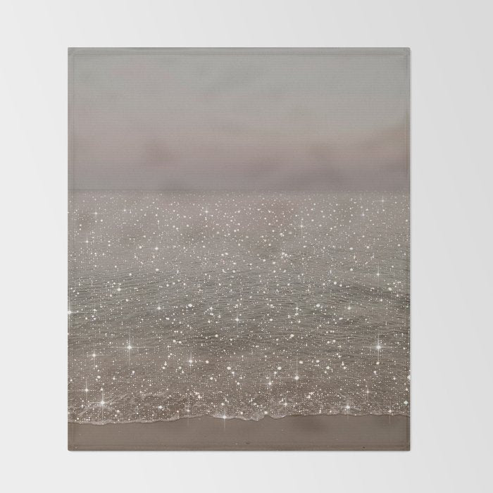 Beach Ocean Glitter Throw Blanket Gallery Image 2