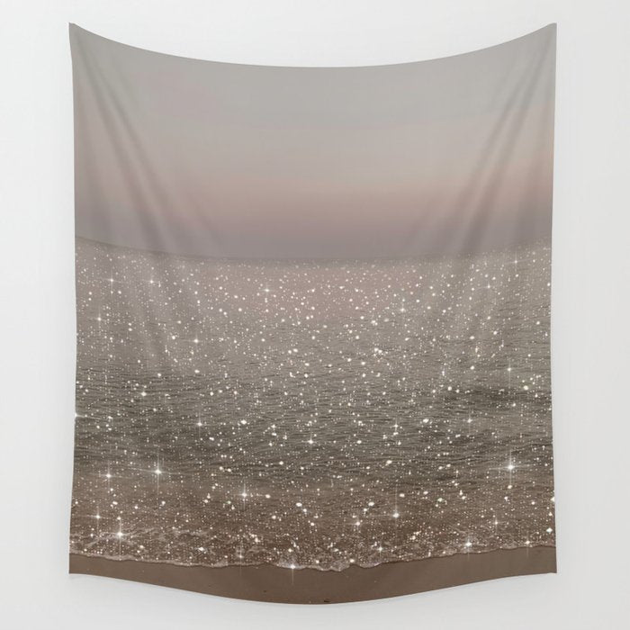 Beach Ocean Glitter Wall Tapestry Gallery Image 4