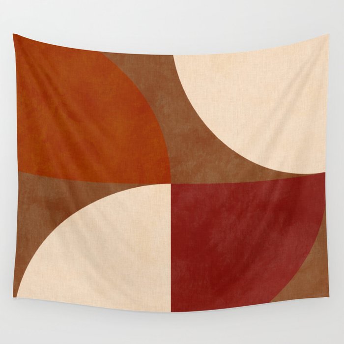 abstract retro shapes earthy 13 Wall Tapestry Gallery Image 4