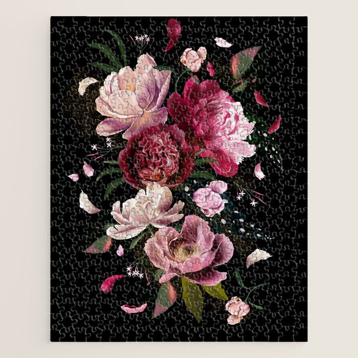 Black Peonies Explosion Jigsaw Puzzle Gallery Image 1