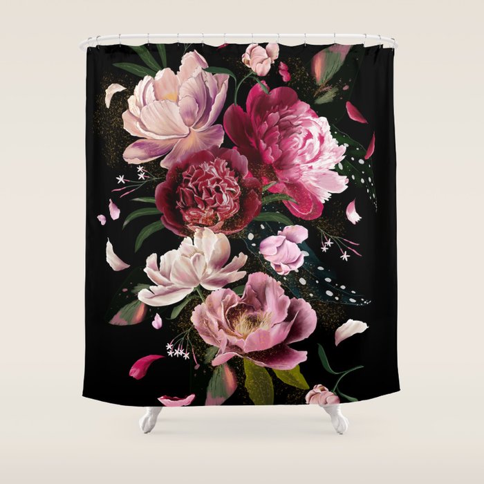 Black Peonies Explosion Shower Curtain Gallery Image 1