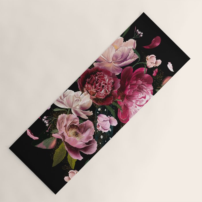 Black Peonies Explosion Yoga Mat Gallery Image 1
