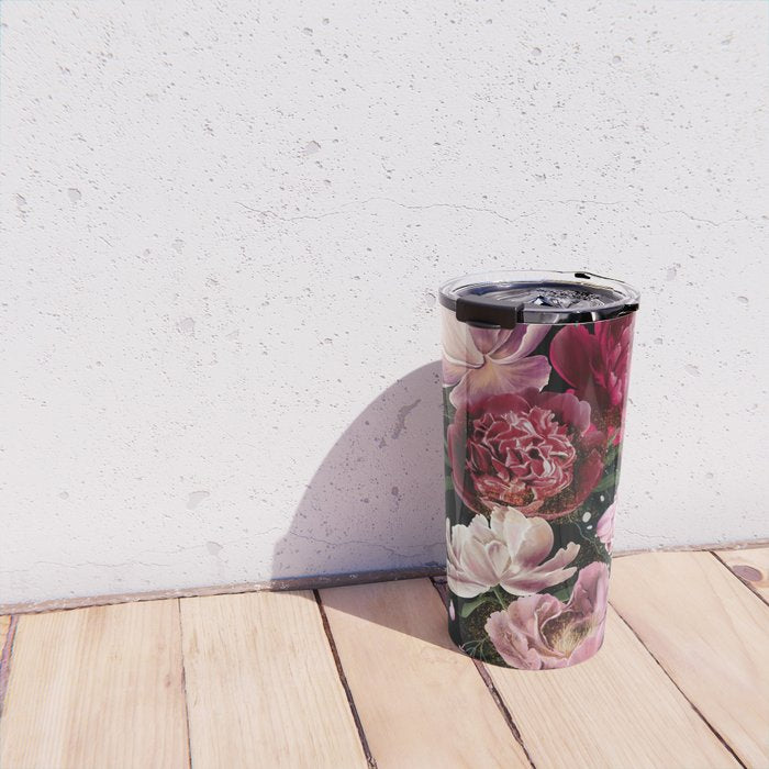 Black Peonies Explosion Travel Mug Gallery Image 4
