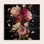 Black Peonies Explosion Wood Wall Art Gallery Image 1