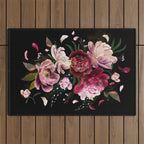 Black Peonies Explosion Outdoor Rug Gallery Image 1