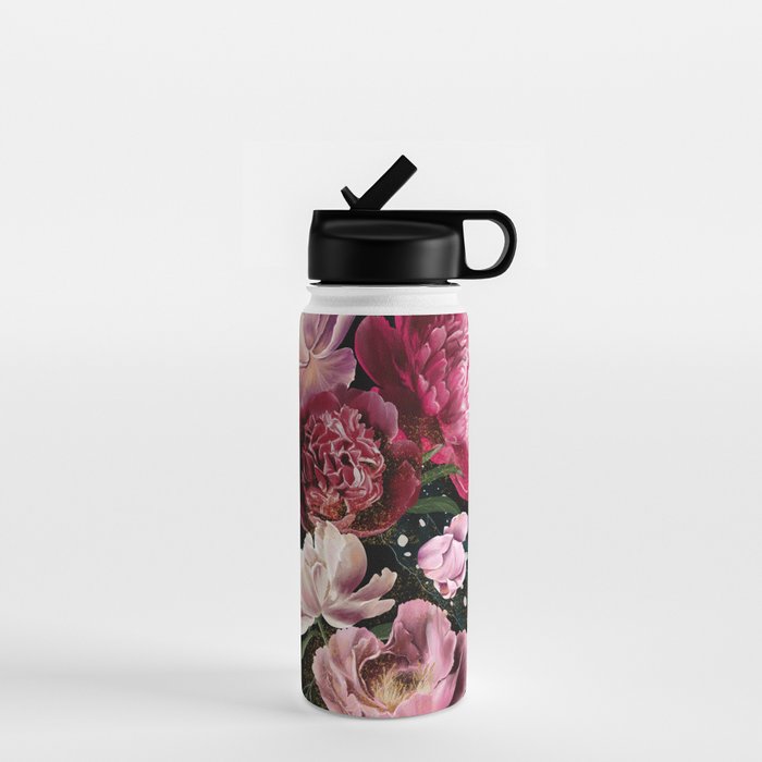 Black Peonies Explosion Water Bottle Gallery Image 1