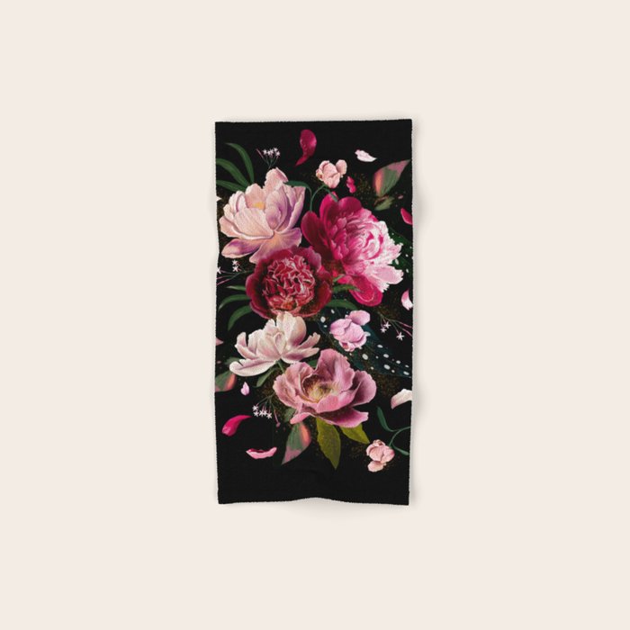 Black Peonies Explosion Bath Towel Gallery Image 1