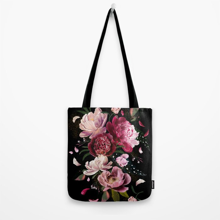 Black Peonies Explosion Tote Bag Gallery Image 2