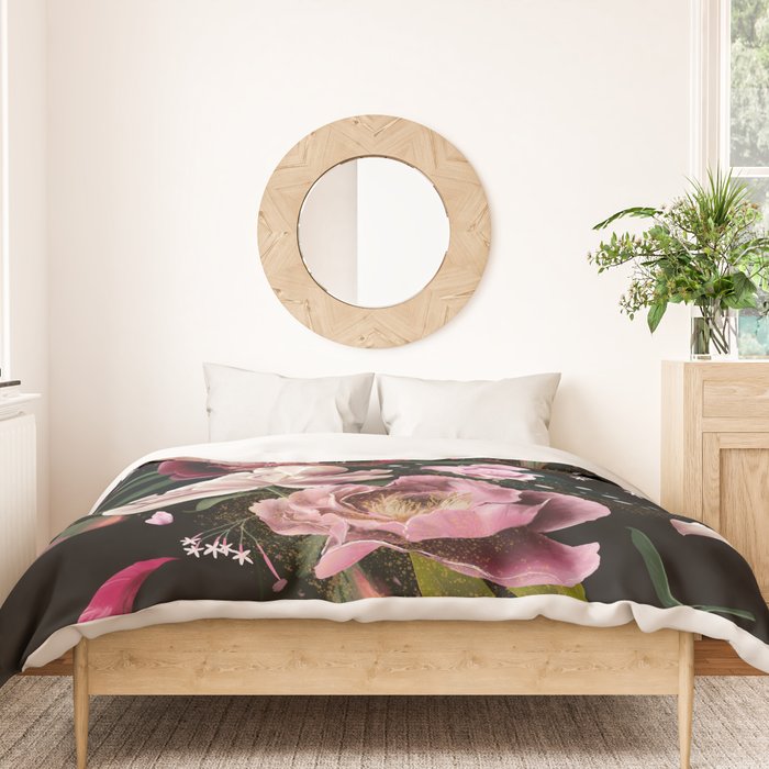Black Peonies Explosion Duvet Cover Gallery Image 3