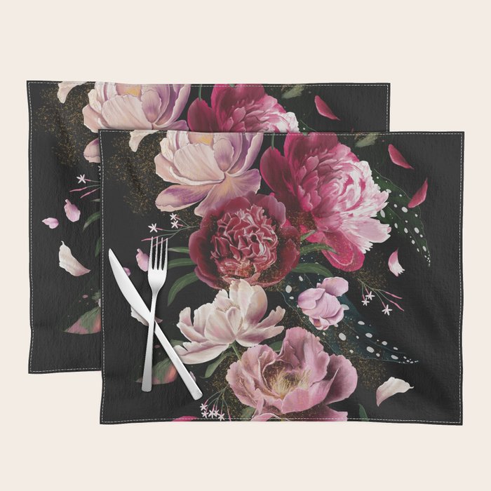Black Peonies Explosion Placemat Gallery Image 1