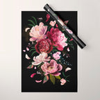 Black Peonies Explosion Wrapping Paper Gallery Image 1