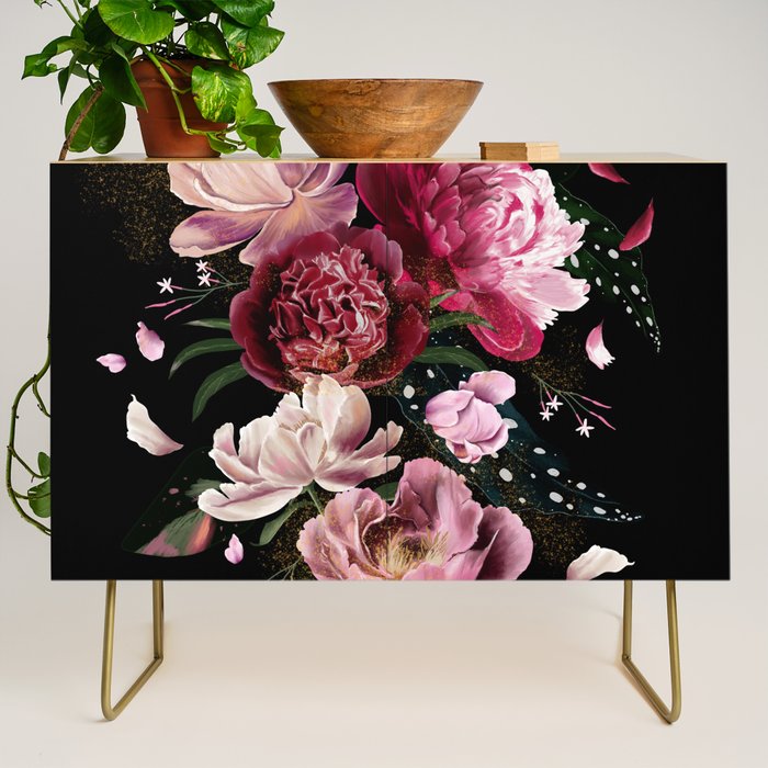 Black Peonies Explosion Credenza Gallery Image 1