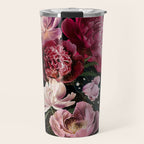 Black Peonies Explosion Travel Mug Gallery Image 1