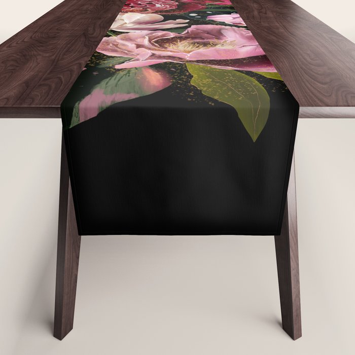 Black Peonies Explosion Table Runner Gallery Image 1