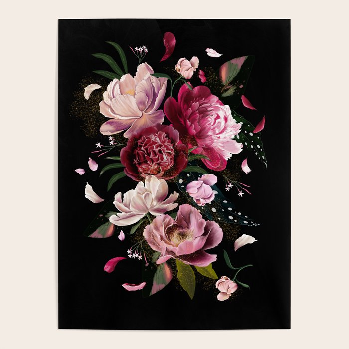 Black Peonies Explosion Poster Gallery Image 1