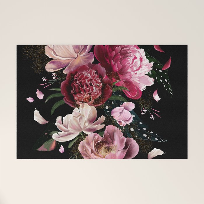 Black Peonies Explosion Welcome Mat Gallery Image 1
