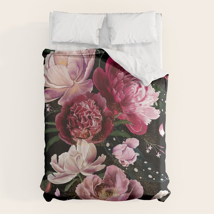 Black Peonies Explosion Duvet Cover Gallery Image 1