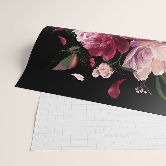 Black Peonies Explosion Wrapping Paper Gallery Image 2