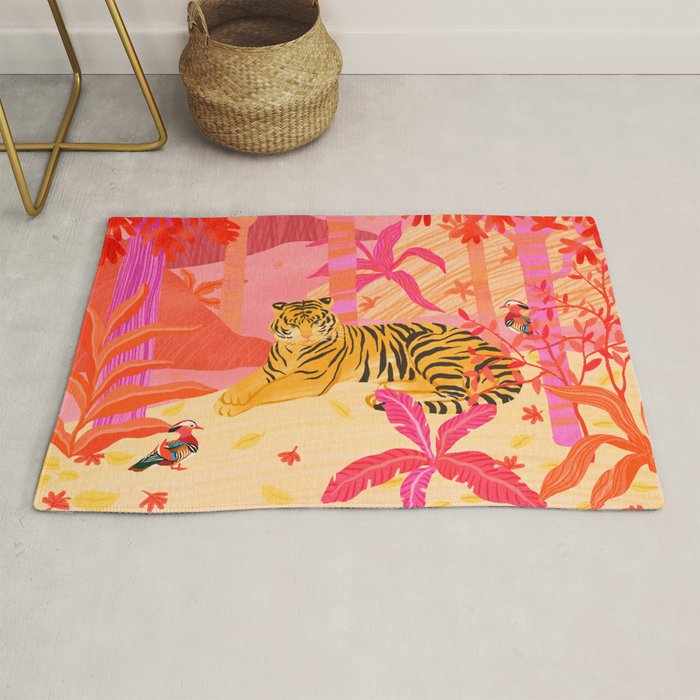 Tiger and Mandarin Ducks Rug Gallery Image 1