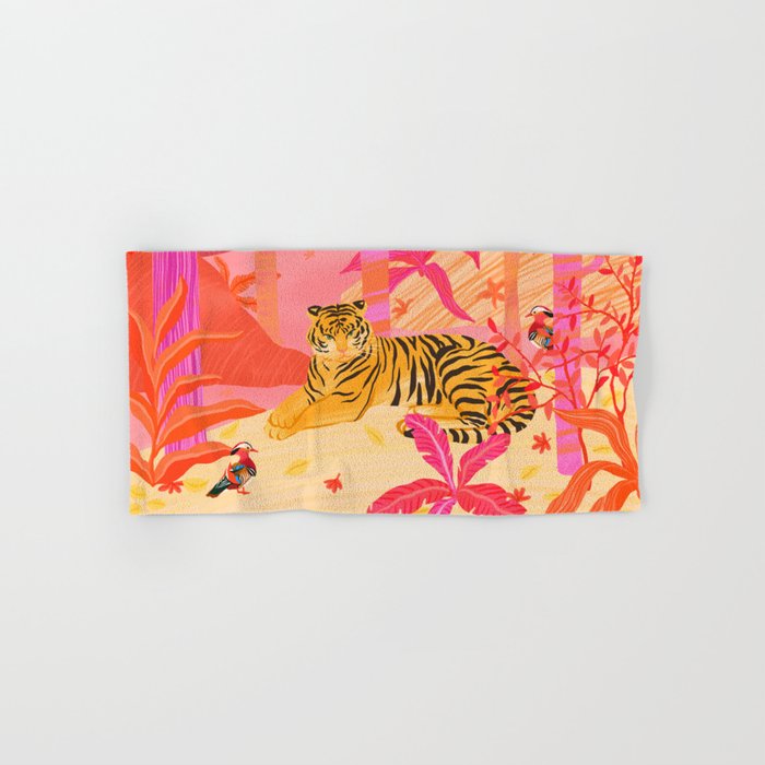 Tiger and Mandarin Ducks Bath Towel Gallery Image 1