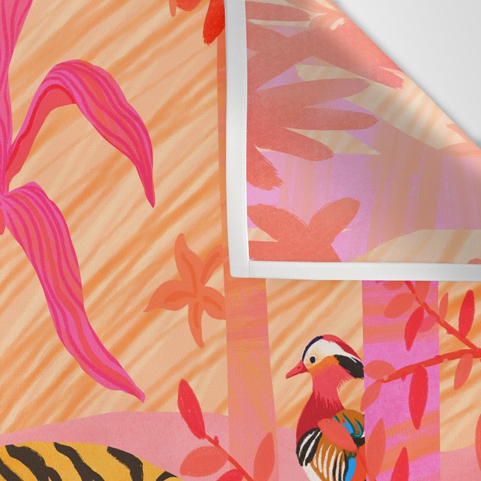 Tiger and Mandarin Ducks Wall Tapestry Gallery Image 3
