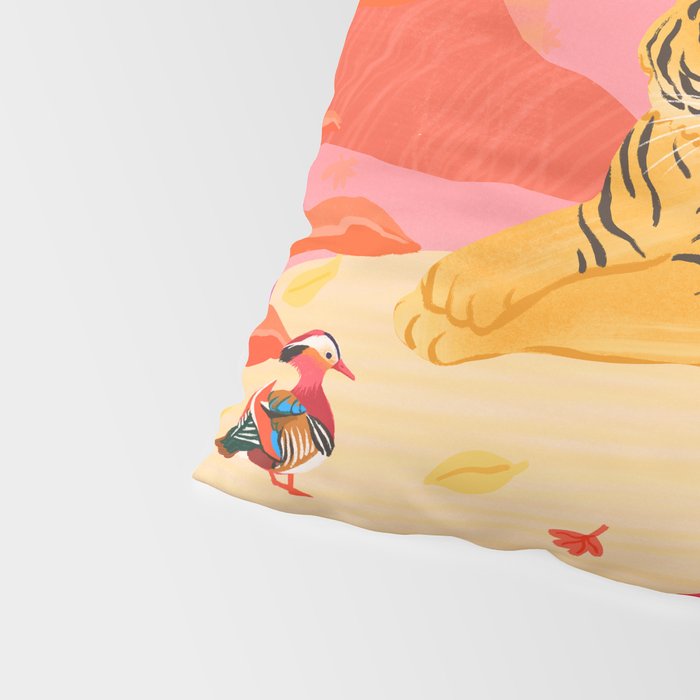 Tiger and Mandarin Ducks Pillow Sham Gallery Image 4