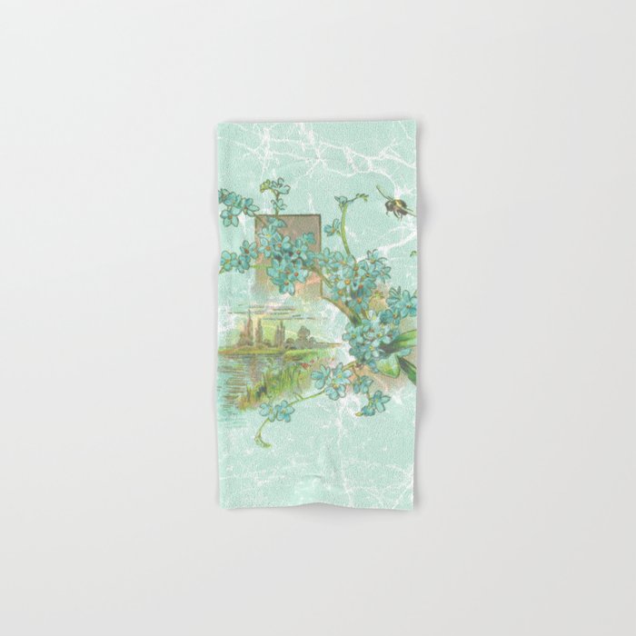 Modern vintage mint marble floral landscape Bath Towel Gallery Image 1