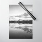 Grand Teton Black & White Wyoming National Park Oxbow Bend Landscape Wrapping Paper Gallery Image 1
