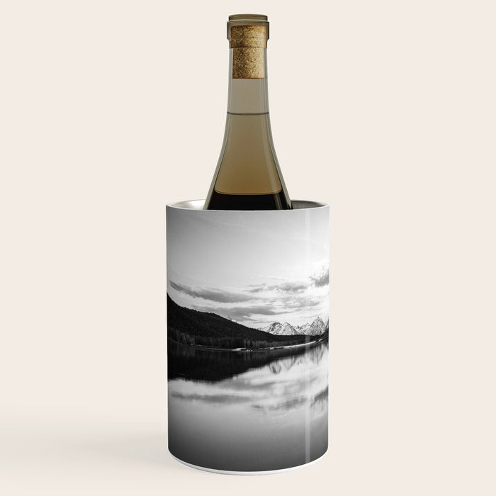 Grand Teton Black & White Wyoming National Park Oxbow Bend Landscape Wine Chiller Gallery Image 2