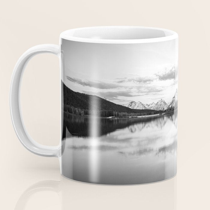 Grand Teton Black & White Wyoming National Park Oxbow Bend Landscape Coffee Mug Gallery Image 3