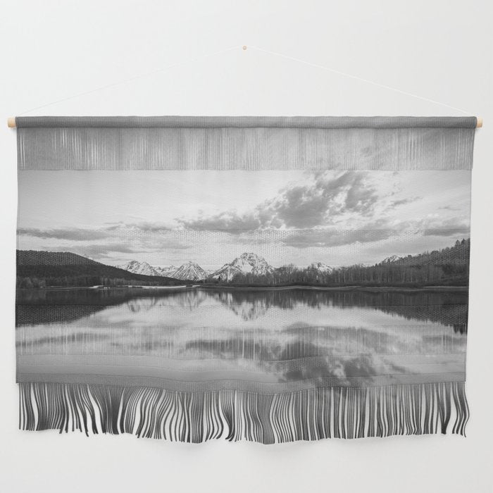 Grand Teton Black & White Wyoming National Park Oxbow Bend Landscape Wall Hanging Gallery Image 1