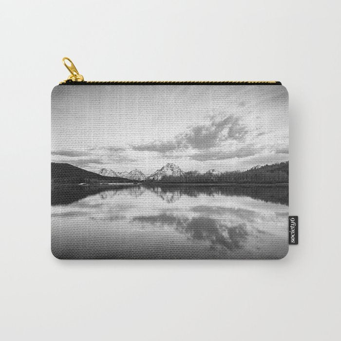 Grand Teton Black & White Wyoming National Park Oxbow Bend Landscape Carry All Pouch Gallery Image 1