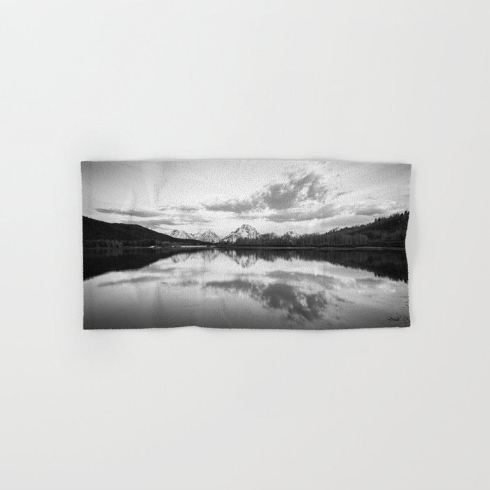 Grand Teton Black & White Wyoming National Park Oxbow Bend Landscape Bath Towel Gallery Image 1