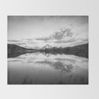 Grand Teton Black & White Wyoming National Park Oxbow Bend Landscape Throw Blanket Gallery Image 2