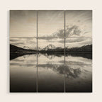 Grand Teton Black & White Wyoming National Park Oxbow Bend Landscape Wood Wall Art Gallery Image 1