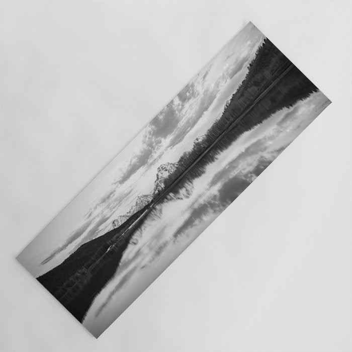 Grand Teton Black & White Wyoming National Park Oxbow Bend Landscape Yoga Mat Gallery Image 1