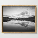 Grand Teton Black & White Wyoming National Park Oxbow Bend Landscape Serving Tray Gallery Image 1