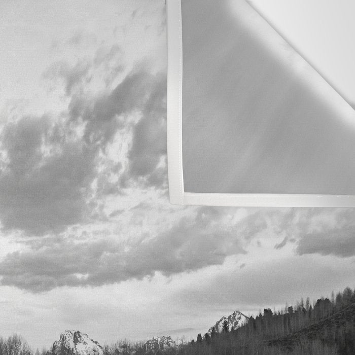 Grand Teton Black & White Wyoming National Park Oxbow Bend Landscape Wall Tapestry Gallery Image 3