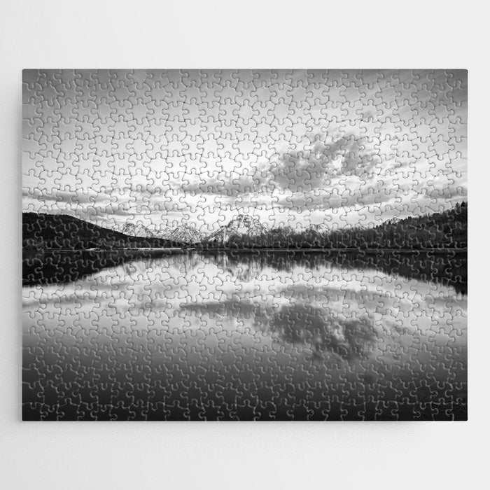 Grand Teton Black & White Wyoming National Park Oxbow Bend Landscape Jigsaw Puzzle Gallery Image 1