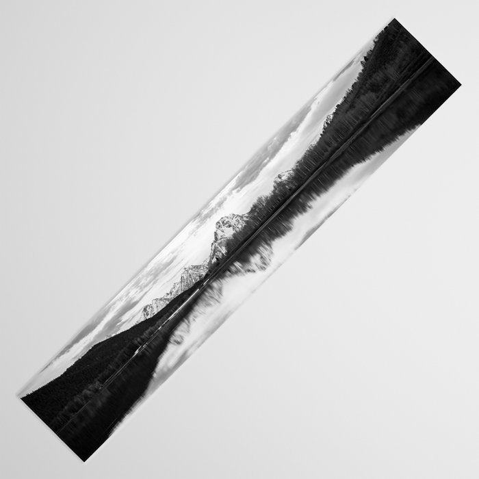 Grand Teton Black & White Wyoming National Park Oxbow Bend Landscape Table Runner Gallery Image 3