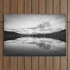 Grand Teton Black & White Wyoming National Park Oxbow Bend Landscape Outdoor Rug Gallery Image 1